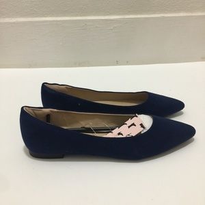 Unbranded Womens Sz/8 Pointed Toe Navy Faux Suede Ballet Flats